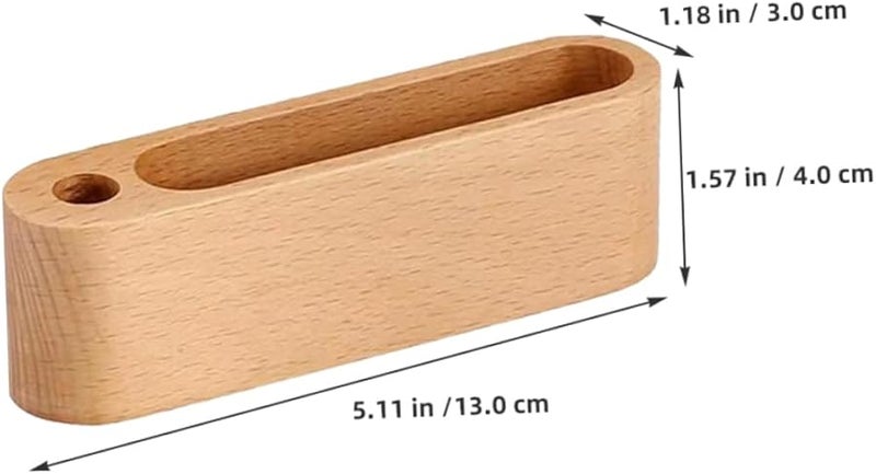 Veemoon 2Pcs Natural Wood Grain Business Card Holder Stand Desk Organizer for Office and Home - Image 2